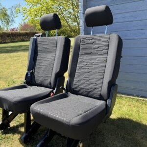 2 VW Transporter T5 T6 Kombi Single Seats 2nd Row Circuit Cloth + Belts Brackets
