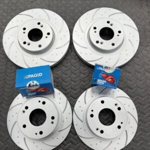 VW Transporter T5.1 Van Dimpled Grooved Brake Discs Pagid Pads Front Rear 03-15