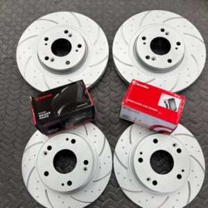 VW Transporter T5 Van Dimpled Grooved Brake Discs Brembo Pads Front & Rear 03-15
